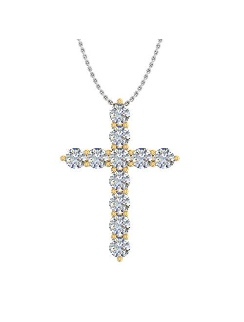 Finerock 1/2 Carat to 1 Carat Diamond Cross Pendant Necklace in 14K Gold (With Silver Chain) - IGI Certified