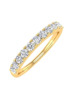 1/2 Carat Natural White Diamond Wedding Band Ring in 14K Gold