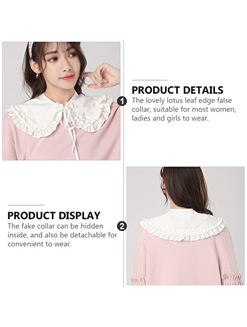 PRETYZOOM Women False Collar Casual Decorative Fake Shirt Collar Sweater Dress Collar Choker Blouse Collar Lolita Big Shawl False Collar for Women Girls White