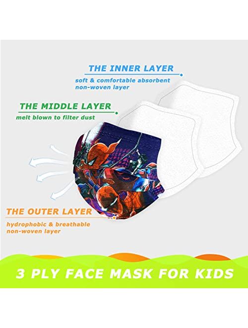 Foto 50 PSC Kid Disposable Face Masks,3ply Uniquely Designed Tie-Dye DisposableFace Masks,Adjustable Nose Clip,Facial Cover with Elastic Earloop for Girls Boys(Non-Medica