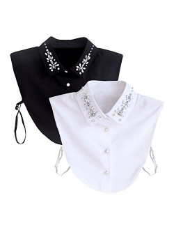 Joyci Stylish Pearl Peter Pan Fake Collar Detachable Shirt Dickey False Collar