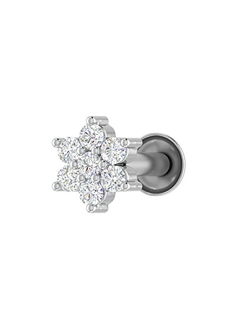 Finerock 0.04 Carat to 0.15 Carat 7-Stone Cluster Diamond Nose Pin Stud in 18K Gold (SI1-SI2 Clarity)