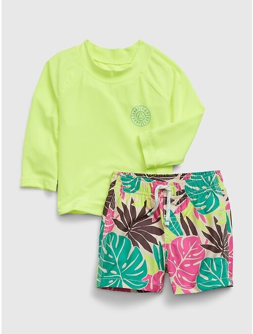 Gap Baby 100% Recycled Swim Rash Guard and Trunks Set