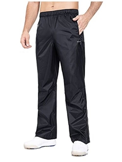 Men's Golf Rain Pants Zip Legs Lightweight Breathable Waterproof Pockets