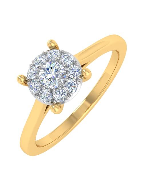 Finerock 1/5 Carat Prong Set Diamond Engagement Ring in 10K Solid Gold - IGI Certified