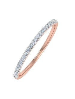 0.08 Carat (ctw) 10k Gold Round White Diamond Ladies Dainty Anniversary Wedding Stackable Ring (I1-I2 Clarity)