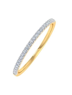 0.08 Carat (ctw) 10k Gold Round White Diamond Ladies Dainty Anniversary Wedding Stackable Ring (I1-I2 Clarity)