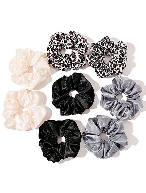 Ivyu Scrunchies Hair Ties Elastics Bands Ponytail Holder Pack of Neutral Scrubchy Hair Accessories Women Girls