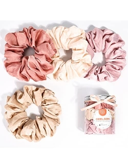 CEELGON Hair Scrunchies Satin Silk Hair Ties Elastic Hair Bands Ropes Soft Scrunchie for Women or Girls Hair Accessories for Christmas New Year Halloween Thanksgiving Pac