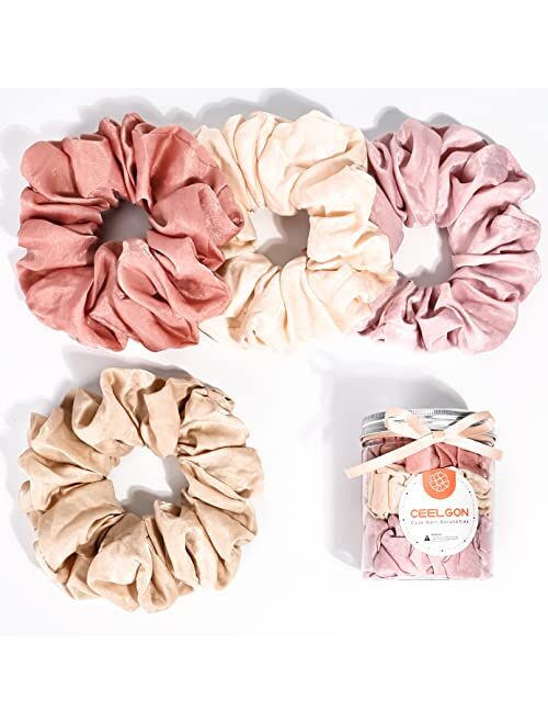 CEELGON Hair Scrunchies Satin Silk Hair Ties Elastic Hair Bands Ropes Soft Scrunchie for Women or Girls Hair Accessories for Christmas New Year Halloween Thanksgiving Pac