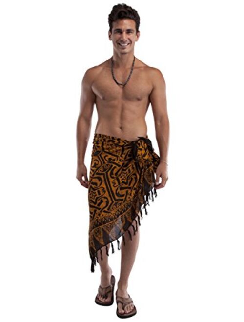 1 World Sarongs Mens Abstract Tribal Sarong in Your Choice of Color