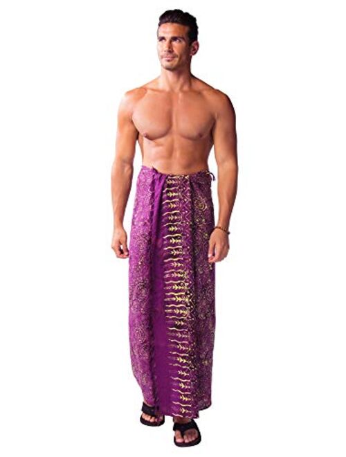 1 World Sarongs Mens Abstract Tribal Sarong in Your Choice of Color