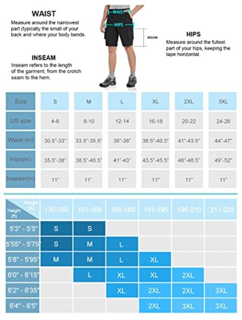 BALEAF Men's Cargo Hiking Shorts Quick Dry Elastic Waist Stretchy Outdoor Shorts 11" for Golf Travel with Zip Pockets