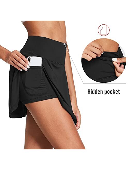 BALEAF Women's High Waisted Tennis Skirt Golf Active Sport Running Skorts Skirts Ball Pockets