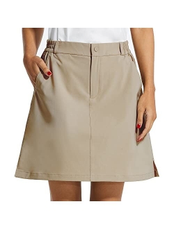 Women's Golf Skorts 5 Pockets with Zip 18" UPF 50  Hiking Skirt Quick Dry Lightweight Skirts Outdoor Casual