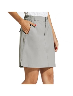 Women's Golf Skorts 5 Pockets with Zip 18" UPF 50  Hiking Skirt Quick Dry Lightweight Skirts Outdoor Casual