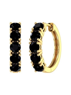 1 Carat to 3 Carat Black Diamond Hoop Earrings in 10K Gold or 950 Platinum or in 925 Sterling Silver or in 950 Platinum