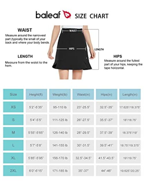 BALEAF Women's 18" Golf Skirt Ruffle Hem Knee Length Skorts Stretch with Pockets Water Resistant for Work Tennis