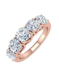 2 Carat 5-Stone Diamond Wedding Band Ring in 14K Gold