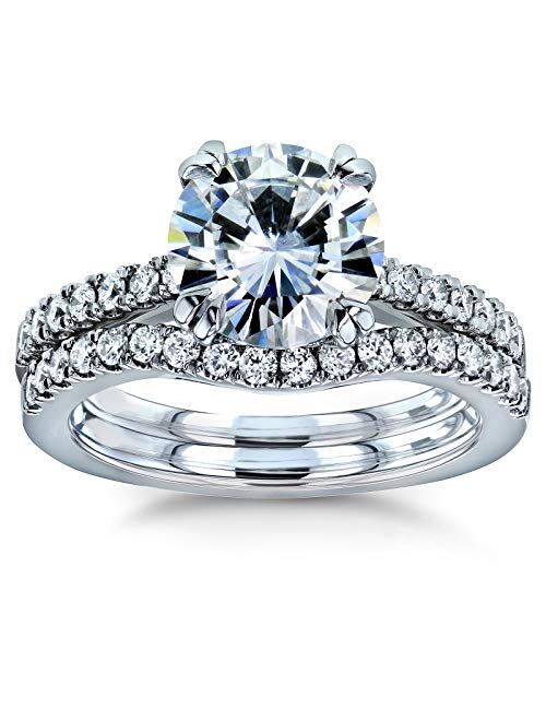 Kobelli Moissanite and Lab Grown Diamond Bridal Rings Set 2 1/3 CTW 14k White Gold (GH/VS, DEF/VS)