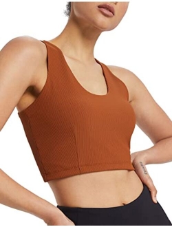 Women's Ribbed Cropped Tank Tops Sleeveless Tight Crop Tops Double Layered for Workout Casual