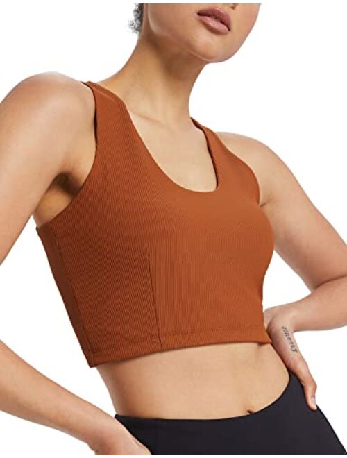 BALEAF Women's Ribbed Cropped Tank Tops Sleeveless Tight Crop Tops Double Layered for Workout Casual