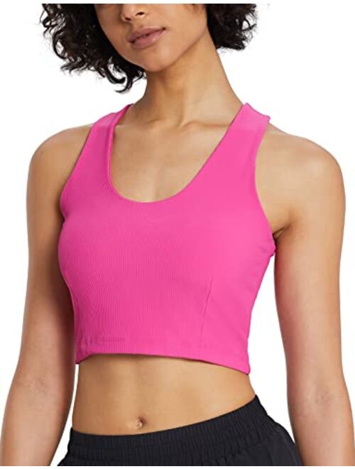 BALEAF Women's Ribbed Cropped Tank Tops Sleeveless Tight Crop Tops Double Layered for Workout Casual