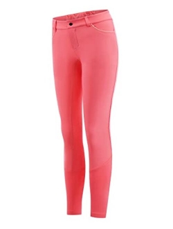 Girls Horse Riding Pants Tights Kids Equestrian Breeches Full Seat Youth Schooling Tights Zipper Pockets