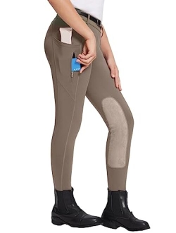 Girls Riding Pants Equestrian Horse Kids Riding Breeches Tights Youth Knee-Patch Schooling Pocket UPF50