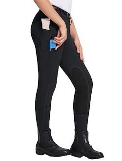 Girls Riding Pants Equestrian Horse Kids Riding Breeches Tights Youth Knee-Patch Schooling Pocket UPF50