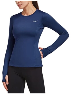 Women's Thermal Fleece Tops Long Sleeve Running Athletic Shirt with Thumbholes Zipper Pocket