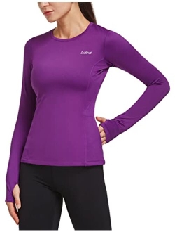 Women's Thermal Fleece Tops Long Sleeve Running Athletic Shirt with Thumbholes Zipper Pocket