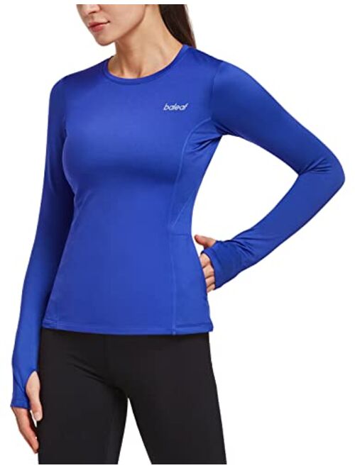 BALEAF Women's Thermal Fleece Tops Long Sleeve Running Athletic Shirt with Thumbholes Zipper Pocket