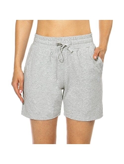 Women's Sweat Shorts Cotton Athletic Casual Summer Workout Lounge Running High Waist Pull On Active Shorts Pockets