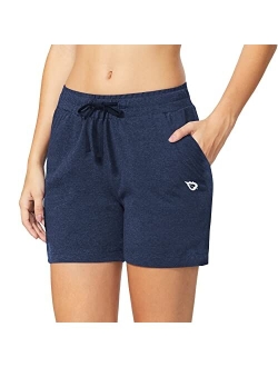 Women's Sweat Shorts Cotton Athletic Casual Summer Workout Lounge Running High Waist Pull On Active Shorts Pockets