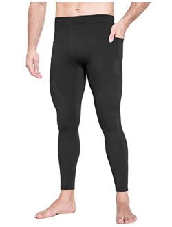 Men's Yoga Leggings Running Tights with Pockets Athletic Sports Compression Pants for Workout Dance Cycling