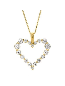 1/2 Carat to 1 Carat Diamond Heart Pendant Necklace in 14K Yellow Gold (Included Silver Chain) (I1-I2 Clarity)