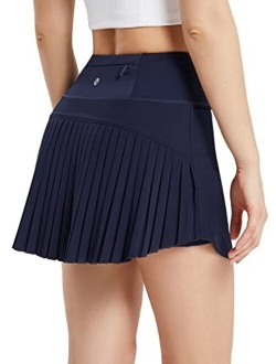 Women's Pleated Tennis Skirts High Waisted Lightweight Athletic Skorts Skirts with Shorts Pockets