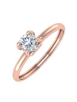 1/4 Carat 4-Prong Set Diamond Solitaire Engagement Ring Band in 10K Gold