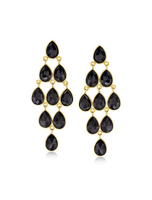 Ross-Simons Black Onyx Chandelier Earrings in 18kt Gold Over Sterling