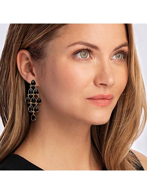 Ross-Simons Black Onyx Chandelier Earrings in 18kt Gold Over Sterling