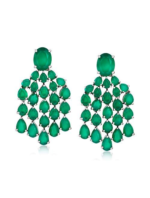 Ross-Simons Green Chalcedony Chandelier Drop Earrings in Sterling Silver