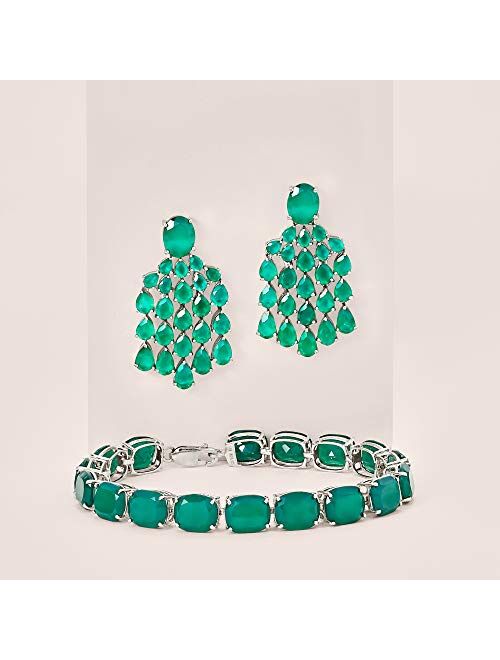 Ross-Simons Green Chalcedony Chandelier Drop Earrings in Sterling Silver