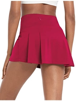Women's High Waisted Tennis Skirt Golf Skorts Pleated Athletic Skirts Cute 4 Pockets Running Sports Workout