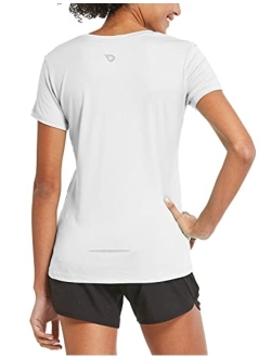 Women's Athletic Short-Sleeved Running T-Shirts Lightweight Quick Dry Workout Training Yoga Crewneck Tops