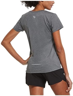 Women's Athletic Short-Sleeved Running T-Shirts Lightweight Quick Dry Workout Training Yoga Crewneck Tops