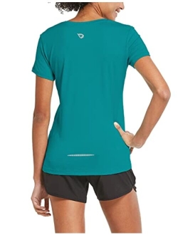 Women's Athletic Short-Sleeved Running T-Shirts Lightweight Quick Dry Workout Training Yoga Crewneck Tops