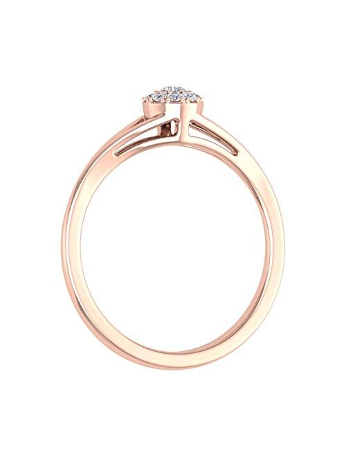 Finerock 0.09 Carat Prong Set Diamond Engagement Ring in 10K Solid Gold