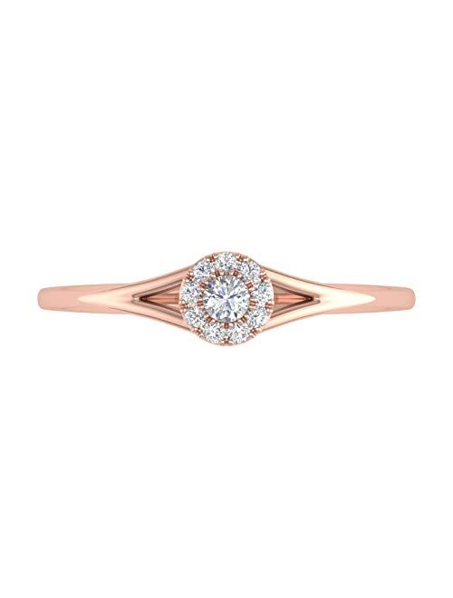 Finerock 0.09 Carat Prong Set Diamond Engagement Ring in 10K Solid Gold