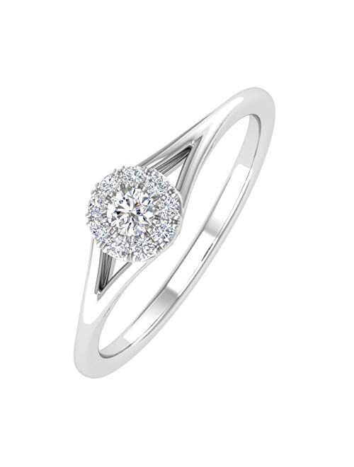 Finerock 0.09 Carat Prong Set Diamond Engagement Ring in 10K Solid Gold